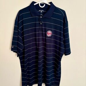 Antigua Blue Minnesota Twins Baseball Mens XL Polo with Sporty Stripes